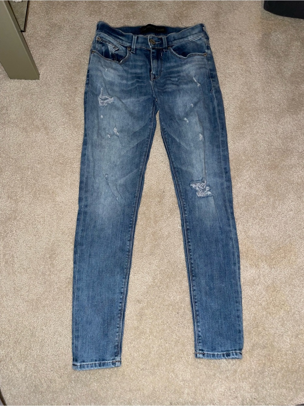 Express Women’s Skinny Jeans - Blue Distressed
